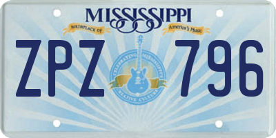 MS license plate ZPZ796