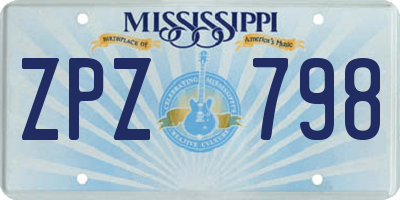 MS license plate ZPZ798