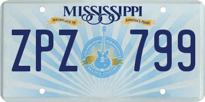 MS license plate ZPZ799