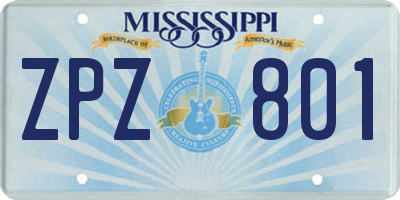 MS license plate ZPZ801