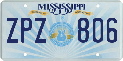 MS license plate ZPZ806