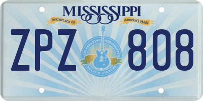 MS license plate ZPZ808