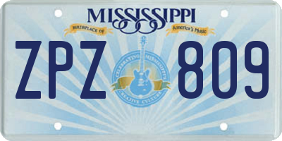 MS license plate ZPZ809