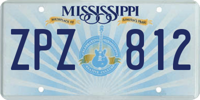 MS license plate ZPZ812
