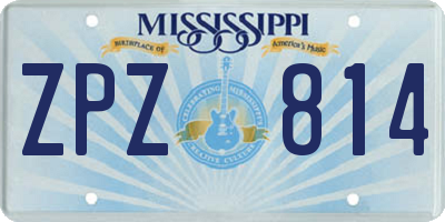 MS license plate ZPZ814