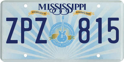 MS license plate ZPZ815