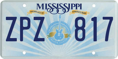 MS license plate ZPZ817