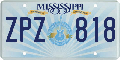 MS license plate ZPZ818