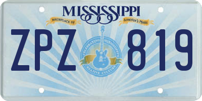 MS license plate ZPZ819