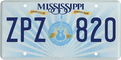 MS license plate ZPZ820