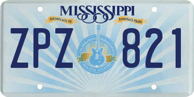 MS license plate ZPZ821