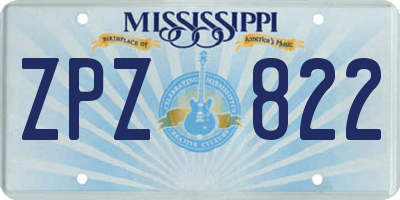 MS license plate ZPZ822