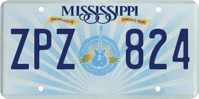 MS license plate ZPZ824