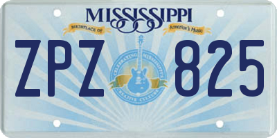 MS license plate ZPZ825