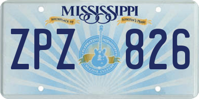 MS license plate ZPZ826