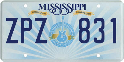 MS license plate ZPZ831
