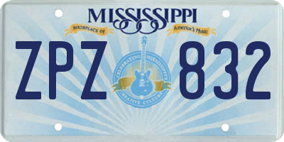 MS license plate ZPZ832