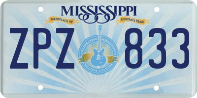 MS license plate ZPZ833