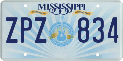 MS license plate ZPZ834