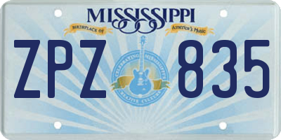 MS license plate ZPZ835