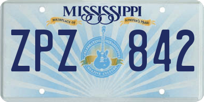 MS license plate ZPZ842