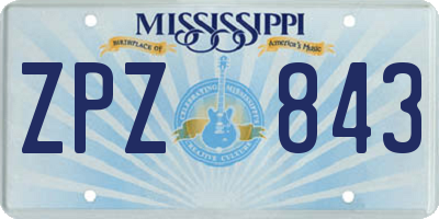 MS license plate ZPZ843