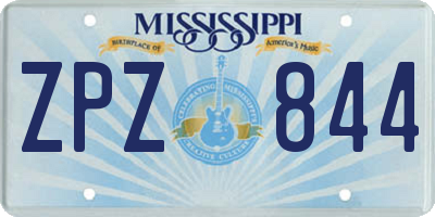 MS license plate ZPZ844