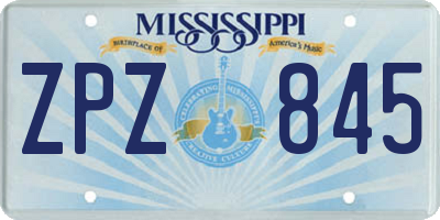 MS license plate ZPZ845