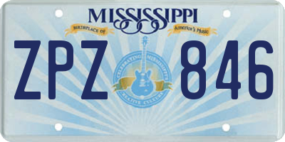 MS license plate ZPZ846