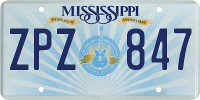 MS license plate ZPZ847