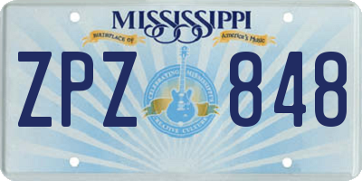 MS license plate ZPZ848