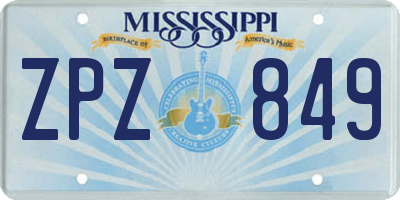 MS license plate ZPZ849