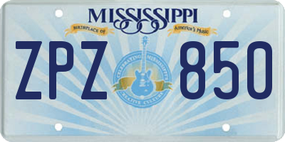 MS license plate ZPZ850