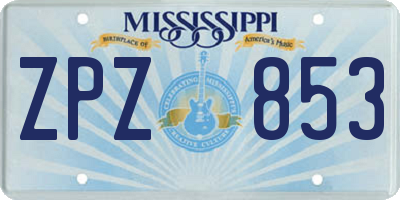 MS license plate ZPZ853
