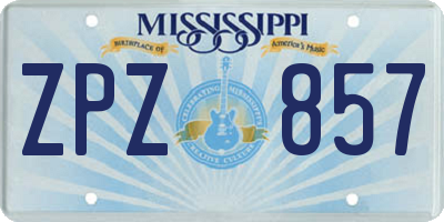 MS license plate ZPZ857