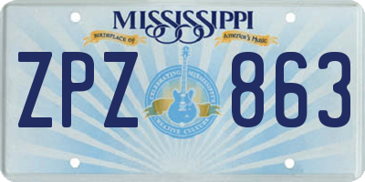 MS license plate ZPZ863