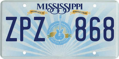 MS license plate ZPZ868