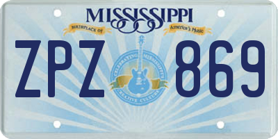 MS license plate ZPZ869