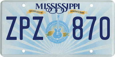 MS license plate ZPZ870