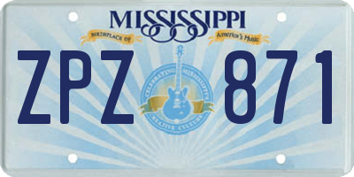 MS license plate ZPZ871