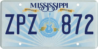 MS license plate ZPZ872