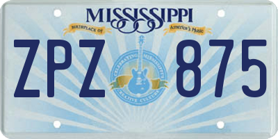 MS license plate ZPZ875