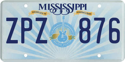 MS license plate ZPZ876