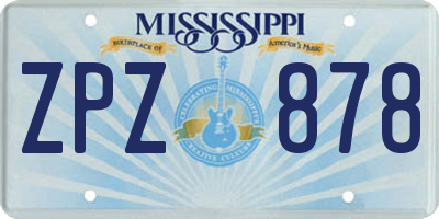 MS license plate ZPZ878
