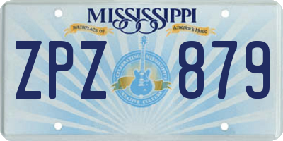 MS license plate ZPZ879