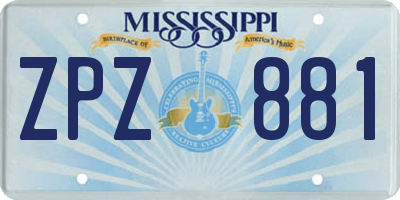 MS license plate ZPZ881