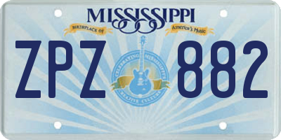 MS license plate ZPZ882