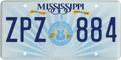 MS license plate ZPZ884