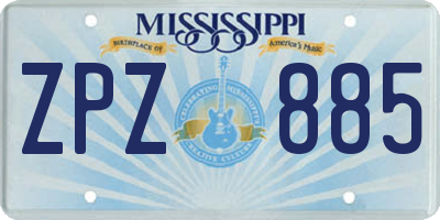 MS license plate ZPZ885