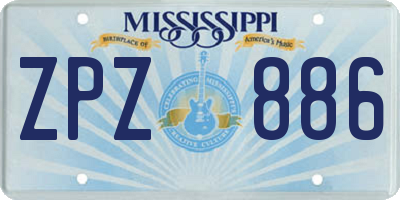 MS license plate ZPZ886